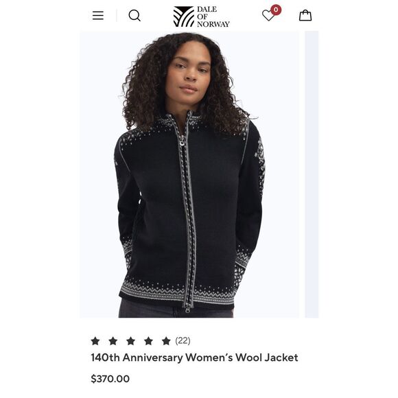 Dale of Norway Women's Black Cream Snowflake Nordic Full Zip Wool Sweater Size L - Picture 5 of 16